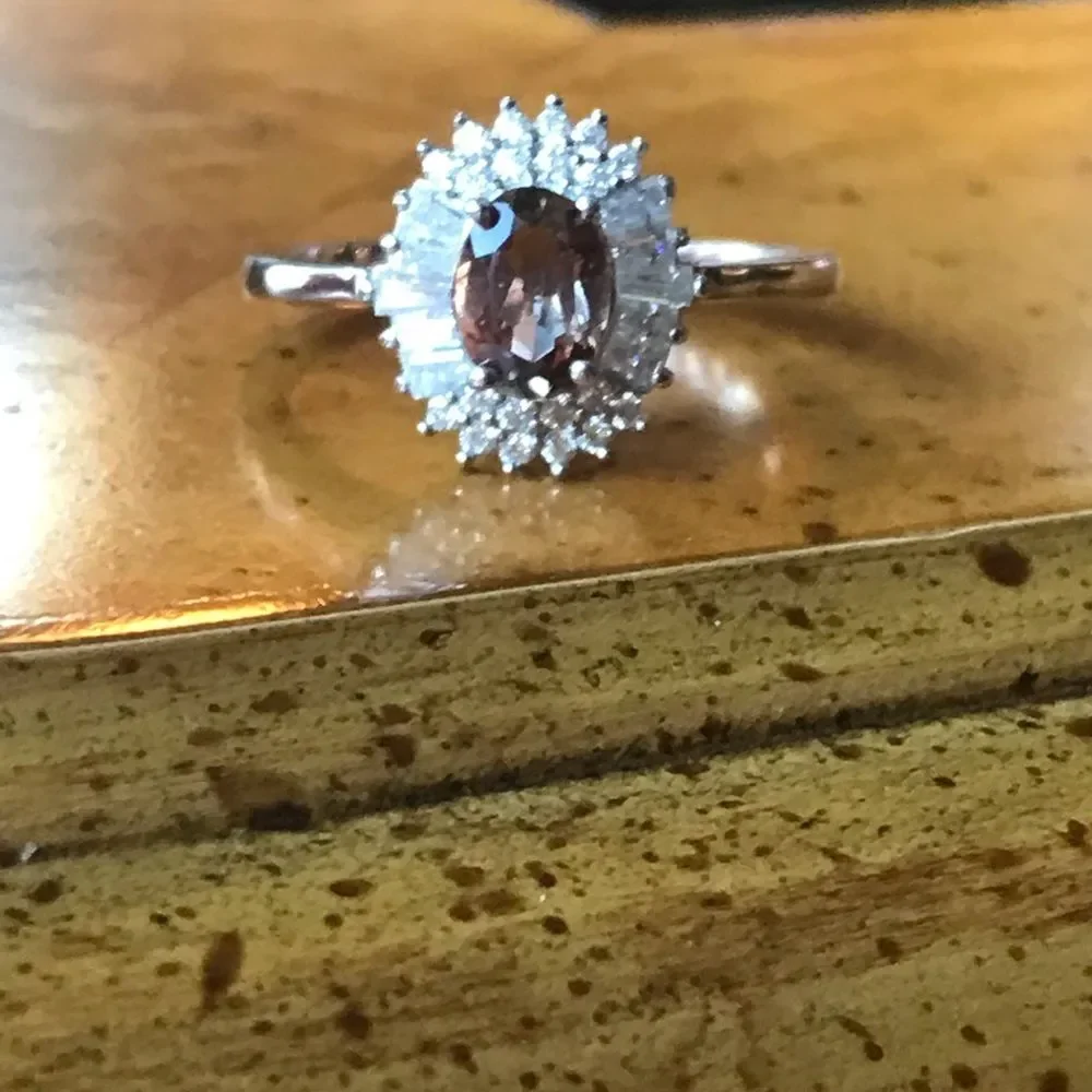 Natural Andalusite Sterling Silver Halo Ring Size 8